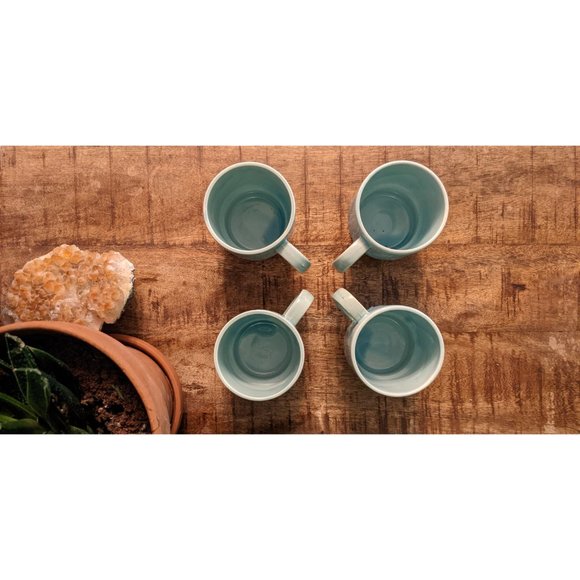 Vintage Set of Stacking Mugs/Teacups, Sky Blue Featuring Peacocks/Pheasants - Ma - Picture 5 of 9